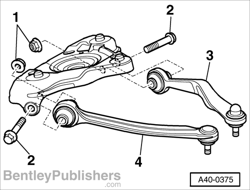 Four-link front axle component replacement.