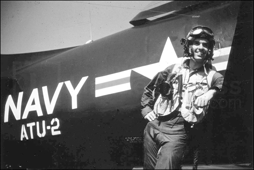 William Pounds with his Grumman Cougar (F9F8), 1953, Oceana, Virginia.