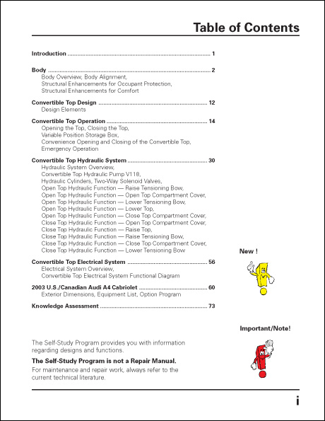 Audi A4 Cabriolet Design and Function Technical Service Training Self-Study Program Table of Contents