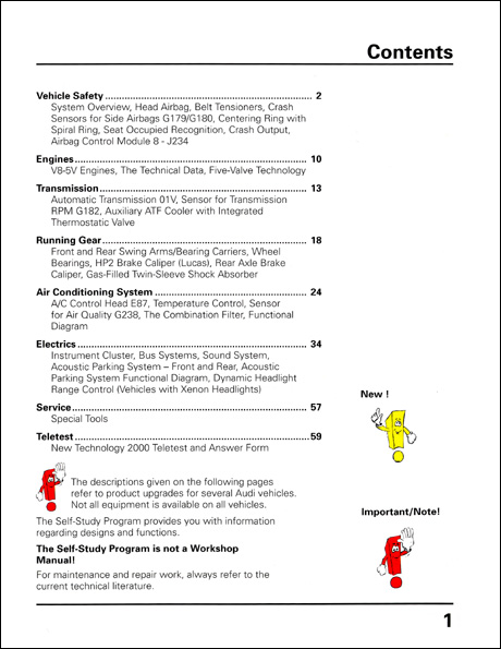 Audi New Technology 2000 Design and Function Technical Service Training Self-Study Program Table of Contents