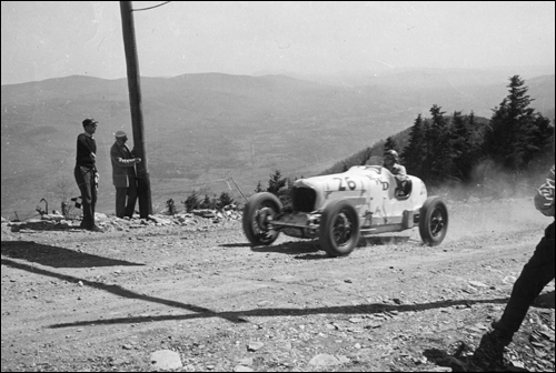 Bill Milliken on his FWD Miller winning the first Mt. Equinox Hill Climb in record time, 1950.