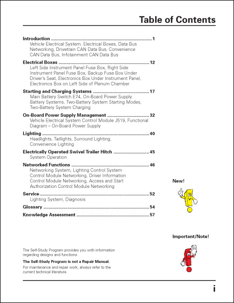 Volkswagen Touareg Electrical System Design and Function Technical Service Training Self-Study Program Table of Contents