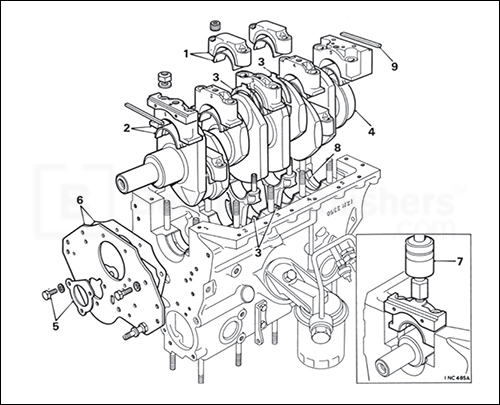 Removing the crankshaft.