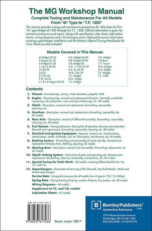 The MG Workshop Manual: 1929-1955 back cover